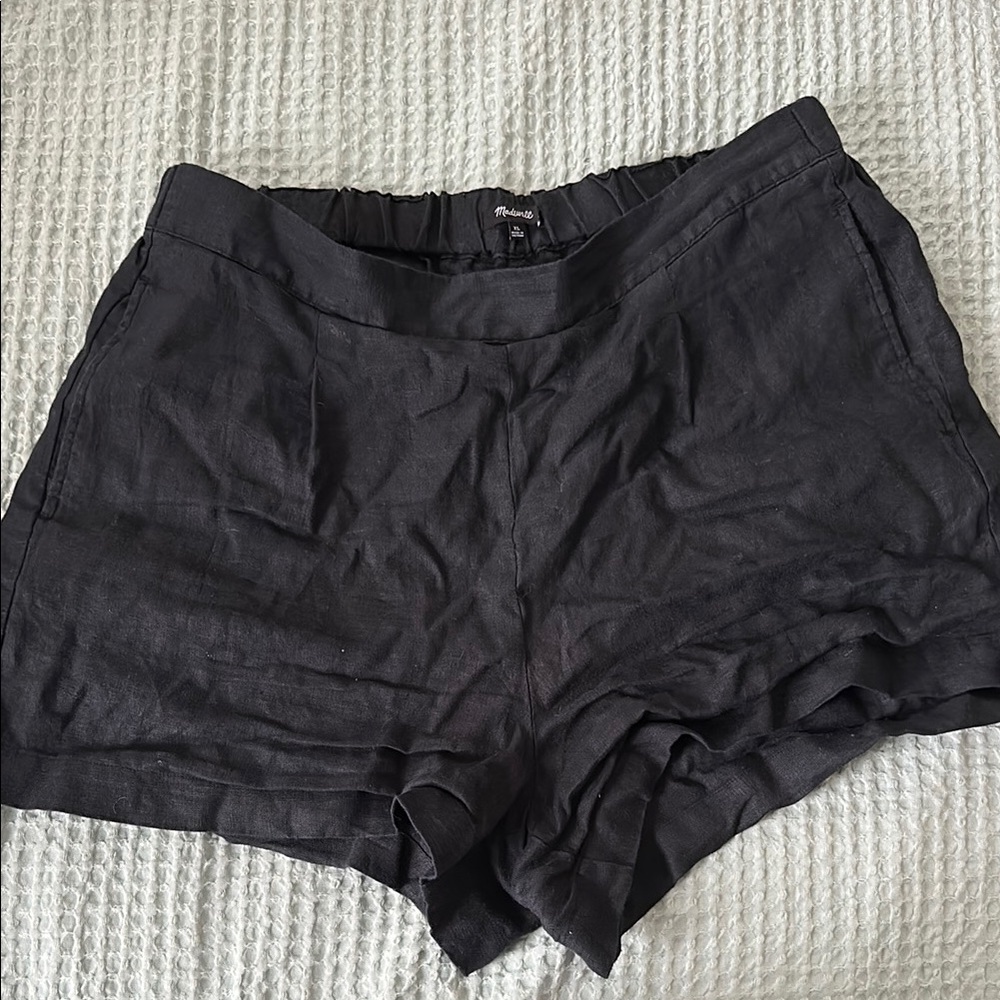 Madewell Black High Waisted Linen Shorts